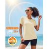image:imageMAGCOMSEN Womens Workout Tops Short Sleeve Shirts UPF 50 Quick Dry Athletic Sun Protection Rash Guard for WomenLight Apricot