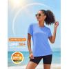image:imageMAGCOMSEN Womens Workout Tops Short Sleeve Shirts UPF 50 Quick Dry Athletic Sun Protection Rash Guard for WomenLight Blue