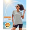 image:imageMAGCOMSEN Womens Workout Tops Short Sleeve Shirts UPF 50 Quick Dry Athletic Sun Protection Rash Guard for WomenLight Gery