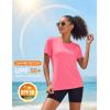 image:imageMAGCOMSEN Womens Workout Tops Short Sleeve Shirts UPF 50 Quick Dry Athletic Sun Protection Rash Guard for WomenRose