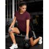 image:imageMAGCOMSEN Womens Workout Tops Short Sleeve Shirts UPF 50 Quick Dry Athletic Sun Protection Rash Guard for WomenWine
