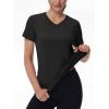 image:imageMAGCOMSEN Womens Workout Tops Short Sleeve UPF 50 Athletic Shirts Quick Dry VNeck TShirt Moisture Wicking Gym Tee01black