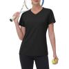 image:imageMAGCOMSEN Womens Workout Tops Short Sleeve UPF 50 Athletic Shirts Quick Dry VNeck TShirt Moisture Wicking Gym Tee01black