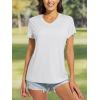 image:imageMAGCOMSEN Womens Workout Tops Short Sleeve UPF 50 Athletic Shirts Quick Dry VNeck TShirt Moisture Wicking Gym Tee03white