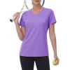 image:imageMAGCOMSEN Womens Workout Tops Short Sleeve UPF 50 Athletic Shirts Quick Dry VNeck TShirt Moisture Wicking Gym Tee06light Purple