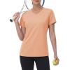 image:imageMAGCOMSEN Womens Workout Tops Short Sleeve UPF 50 Athletic Shirts Quick Dry VNeck TShirt Moisture Wicking Gym TeeApricot