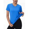 image:imageMAGCOMSEN Womens Workout Tops Short Sleeve UPF 50 Athletic Shirts Quick Dry VNeck TShirt Moisture Wicking Gym TeeAzure
