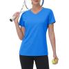 image:imageMAGCOMSEN Womens Workout Tops Short Sleeve UPF 50 Athletic Shirts Quick Dry VNeck TShirt Moisture Wicking Gym TeeAzure