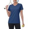 image:imageMAGCOMSEN Womens Workout Tops Short Sleeve UPF 50 Athletic Shirts Quick Dry VNeck TShirt Moisture Wicking Gym TeeBlue Grey