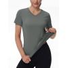 image:imageMAGCOMSEN Womens Workout Tops Short Sleeve UPF 50 Athletic Shirts Quick Dry VNeck TShirt Moisture Wicking Gym TeeDark Grey