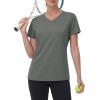 image:imageMAGCOMSEN Womens Workout Tops Short Sleeve UPF 50 Athletic Shirts Quick Dry VNeck TShirt Moisture Wicking Gym TeeDark Grey