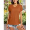 image:imageMAGCOMSEN Womens Workout Tops Short Sleeve UPF 50 Athletic Shirts Quick Dry VNeck TShirt Moisture Wicking Gym TeeDark Orange
