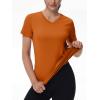 image:imageMAGCOMSEN Womens Workout Tops Short Sleeve UPF 50 Athletic Shirts Quick Dry VNeck TShirt Moisture Wicking Gym TeeDark Orange