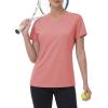 image:imageMAGCOMSEN Womens Workout Tops Short Sleeve UPF 50 Athletic Shirts Quick Dry VNeck TShirt Moisture Wicking Gym TeeGrey Pink
