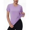 image:imageMAGCOMSEN Womens Workout Tops Short Sleeve UPF 50 Athletic Shirts Quick Dry VNeck TShirt Moisture Wicking Gym TeeGrey Purple