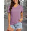 image:imageMAGCOMSEN Womens Workout Tops Short Sleeve UPF 50 Athletic Shirts Quick Dry VNeck TShirt Moisture Wicking Gym TeeGrey Purple