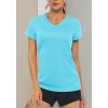 image:imageMAGCOMSEN Womens Workout Tops Short Sleeve UPF 50 Athletic Shirts Quick Dry VNeck TShirt Moisture Wicking Gym TeeIce Blue