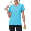 image:imageMAGCOMSEN Womens Workout Tops Short Sleeve UPF 50 Athletic Shirts Quick Dry VNeck TShirt Moisture Wicking Gym TeeIce Blue