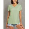 image:imageMAGCOMSEN Womens Workout Tops Short Sleeve UPF 50 Athletic Shirts Quick Dry VNeck TShirt Moisture Wicking Gym TeeLight Green