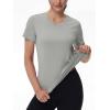 image:imageMAGCOMSEN Womens Workout Tops Short Sleeve UPF 50 Athletic Shirts Quick Dry VNeck TShirt Moisture Wicking Gym TeeLight Grey