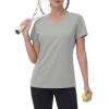 image:imageMAGCOMSEN Womens Workout Tops Short Sleeve UPF 50 Athletic Shirts Quick Dry VNeck TShirt Moisture Wicking Gym TeeLight Grey