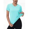 image:imageMAGCOMSEN Womens Workout Tops Short Sleeve UPF 50 Athletic Shirts Quick Dry VNeck TShirt Moisture Wicking Gym TeeLight Lake Blue