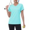 image:imageMAGCOMSEN Womens Workout Tops Short Sleeve UPF 50 Athletic Shirts Quick Dry VNeck TShirt Moisture Wicking Gym TeeLight Lake Blue