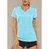 image:imageMAGCOMSEN Womens Workout Tops Short Sleeve UPF 50 Athletic Shirts Quick Dry VNeck TShirt Moisture Wicking Gym TeeLight Lake Blue