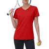 image:imageMAGCOMSEN Womens Workout Tops Short Sleeve UPF 50 Athletic Shirts Quick Dry VNeck TShirt Moisture Wicking Gym TeeTomato Red