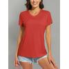 image:imageMAGCOMSEN Womens Workout Tops Short Sleeve UPF 50 Athletic Shirts Quick Dry VNeck TShirt Moisture Wicking Gym TeeTomato Red
