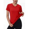 image:imageMAGCOMSEN Womens Workout Tops Short Sleeve UPF 50 Athletic Shirts Quick Dry VNeck TShirt Moisture Wicking Gym TeeTomato Red