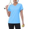 image:imageMAGCOMSEN Womens Workout Tops Short Sleeve UPF 50 Athletic Shirts Quick Dry VNeck TShirt Moisture Wicking Gym TeeWaterfall Blue