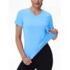 image:imageMAGCOMSEN Womens Workout Tops Short Sleeve UPF 50 Athletic Shirts Quick Dry VNeck TShirt Moisture Wicking Gym TeeWaterfall Blue