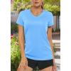 image:imageMAGCOMSEN Womens Workout Tops Short Sleeve UPF 50 Athletic Shirts Quick Dry VNeck TShirt Moisture Wicking Gym TeeWaterfall Blue