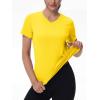 image:imageMAGCOMSEN Womens Workout Tops Short Sleeve UPF 50 Athletic Shirts Quick Dry VNeck TShirt Moisture Wicking Gym TeeYellow