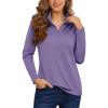 image:imageMAGCOMSEN Athletic Shirts Women Long Sleeve Shirts Fleece Shirts Running Pullover Workout Shirts Hiking Shirts for Women Violet L