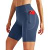 image:imageMAGCOMSEN Biker Shorts Women 8 No Front Seam Tummy Control Spandex Shorts with Pockets High Waisted Yoga Workout GymSkyblue
