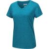 image:imageMAGCOMSEN Ladies Summer Tops Short Sleeve Workout Active Wear Plain Vneck Shirt Travel Tee Undershirts Peacock Blue L