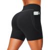 image:imageMAGCOMSEN Womens Biker Shorts 5 Pockets No Front Seam High Waisted Tummy Control Yoga Gym Workout ShortsBlack