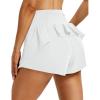 image:imageMAGCOMSEN Womens High Waisted Running Shorts 25 Quick Dry Athletic Workout Flowy Ruffle Shorts with Liner Zip PocketsWhite