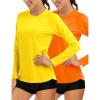 image:imageMAGCOMSEN Womens Long Sleeve Shirts UPF 50 Sun Protection Quick Dry Swim Shirt for Rash Guard Fishing Workout 2 Pack2 Packyellow fluorescent Orange