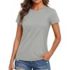 image:imageMAGCOMSEN Womens Workout Tops Short Sleeve Shirts UPF 50 Quick Dry Athletic Sun Protection Rash Guard for WomenLight Gery