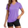 image:imageMAGCOMSEN Womens Workout Tops Short Sleeve UPF 50 Athletic Shirts Quick Dry VNeck TShirt Moisture Wicking Gym Tee06light Purple