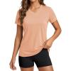 image:imageMAGCOMSEN Womens Workout Tops Short Sleeve UPF 50 Athletic Shirts Quick Dry VNeck TShirt Moisture Wicking Gym TeeApricot
