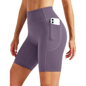 image:imageMAGCOMSEN Biker Shorts Women 8 No Front Seam Tummy Control Spandex Shorts with Pockets High Waisted Yoga Workout GymDarkpurple