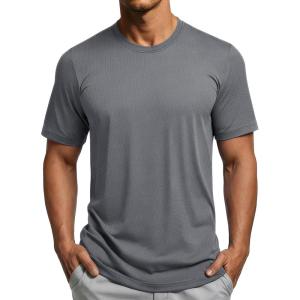 image:imageMAGCOMSEN Mens Short Sleeve Dry Fit Shirts Workout Gym Mesh Shirt Athletic Running Lightweight Performance TshirtMediumgrey