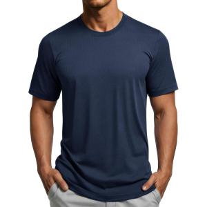 image:imageMAGCOMSEN Mens Short Sleeve Dry Fit Shirts Workout Gym Mesh Shirt Athletic Running Lightweight Performance TshirtNavy
