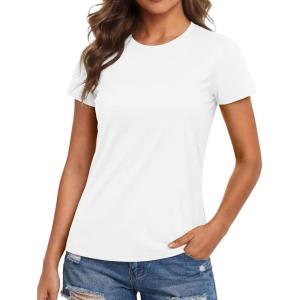 image:imageMAGCOMSEN Womens Workout Tops Short Sleeve Shirts UPF 50 Quick Dry Athletic Sun Protection Rash Guard for Women01white