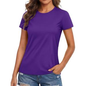 image:imageMAGCOMSEN Womens Workout Tops Short Sleeve Shirts UPF 50 Quick Dry Athletic Sun Protection Rash Guard for WomenPruple