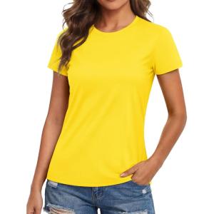 image:imageMAGCOMSEN Womens Workout Tops Short Sleeve Shirts UPF 50 Quick Dry Athletic Sun Protection Rash Guard for WomenYellow
